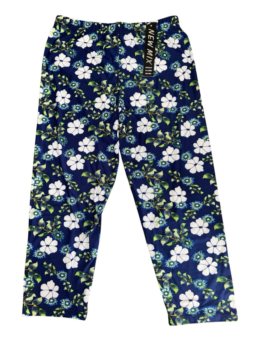 New Mix Navy Floral Print Skirt with White and Lime Blooms